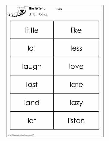 Word Wall Words for the Letter L